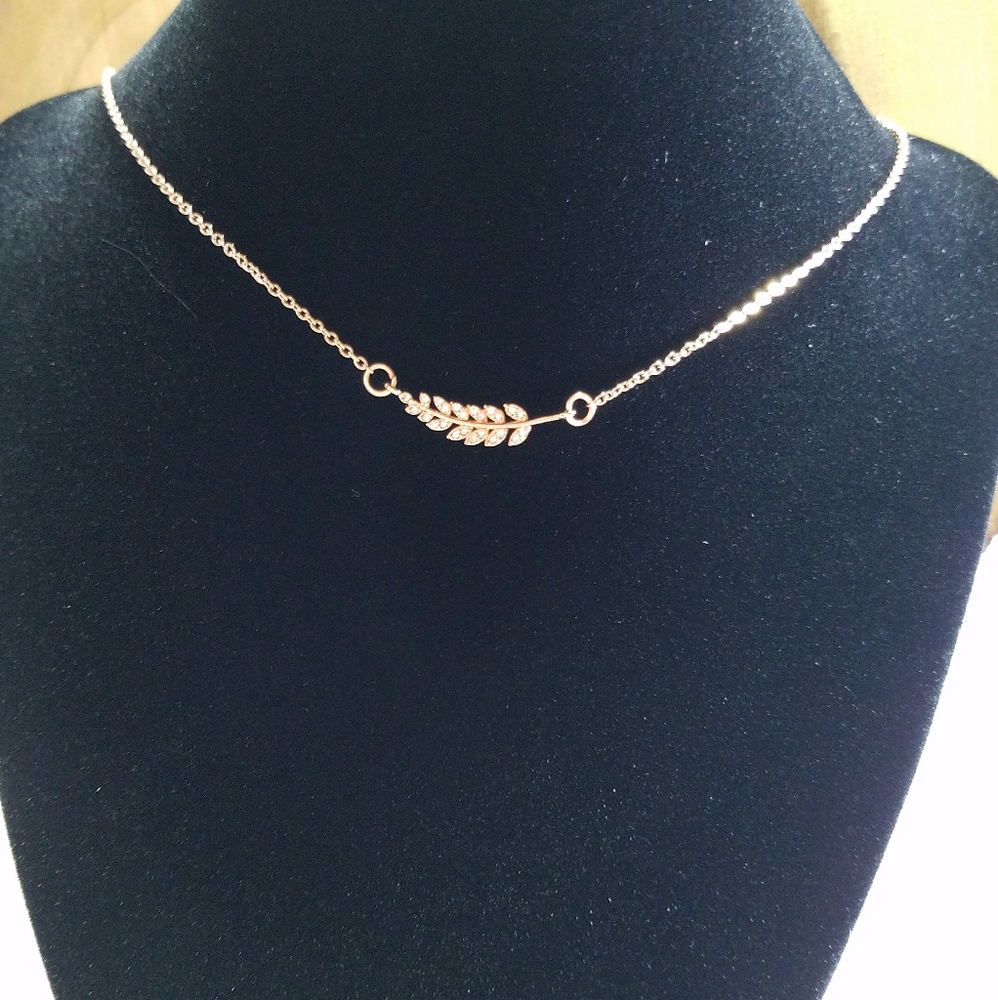 Stainless steel chain & Rose Gold Plated Leaf Neck